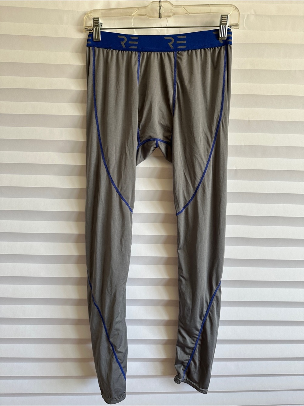 Real Essentials Men's Gray & Blue Compression Pants Athletic Leggings Size XL